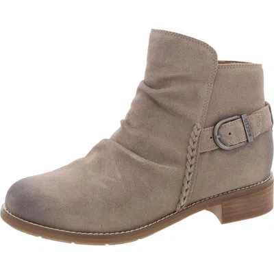 Earth Naira Womens Leather Zipper Ankle Boots In Grey