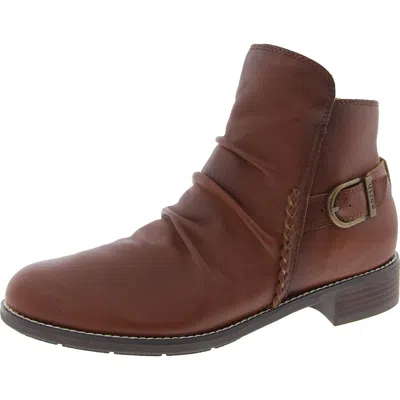 Earth Naira Womens Leather Zipper Ankle Boots In Dark Natural Leather