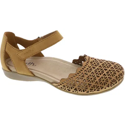 Earth Origins Bronnie Womens Suede Laser Cut Ankle Strap In Brown