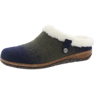 Earth Origins Elena Womens Solid Faux Fur Slide Slippers In Blue