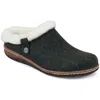 Earth Origins Elena Womens Solid Faux Fur Slide Slippers In Green