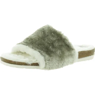 Earth Origins Olli Womens Two Tone Faux Fur Slide Sandals In Multi