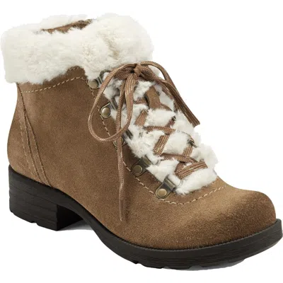 Earth Origins Rada Womens Suede Faux Fur Ankle Boots In Brown