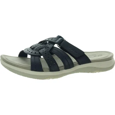 Earth Origins Sassoni Womens Leather Slide Sandals In Blue