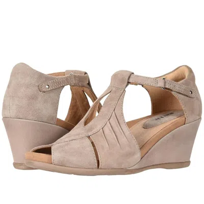 Earth Primrose Sandals Women's 9b Tan Leather Wedge Heel Ankle Strap Htat1262 In Blue