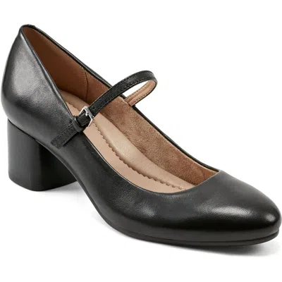 Earth Rumer Womens Block Heel Patent Leather Mary Jane Heels In Black Leather