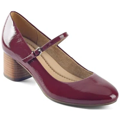 Earth Rumer Womens Block Heel Patent Leather Mary Jane Heels In Red Patent Leather