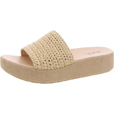 Earth Sachan Womens Slip On Open Toe Slide Sandals In Light Natural