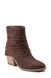 Earth Women's Savvy Block Heel Ruched Casual Booties In Brown Nubuck