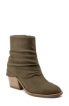 Earth Women's Savvy Block Heel Ruched Casual Booties In Olive Leather