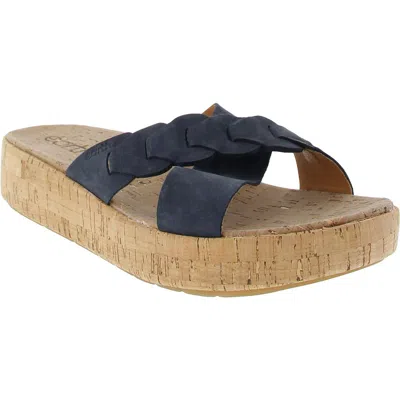Earth Scotti Womens Slip On Open Toe Platform Sandals In Blue