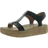 Earth Women's Shari T-strap Platform Casual Wedge Sandals In Black