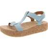 Earth Women's Shari T-strap Platform Casual Wedge Sandals In Blue
