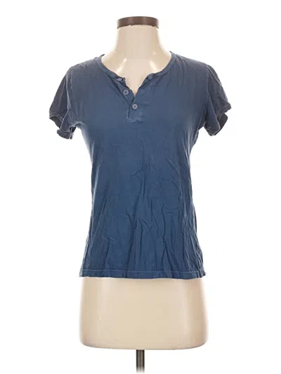 Pre-owned Earth Short Sleeve Henley Shirt In Blue