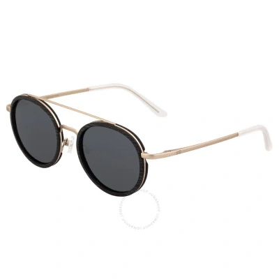 Earth Unisex Gold Tone Round Sunglasses Esg048eg In Black