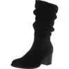 Earth Vine Womens Suede Almond Toe Mid-calf Boots In Black