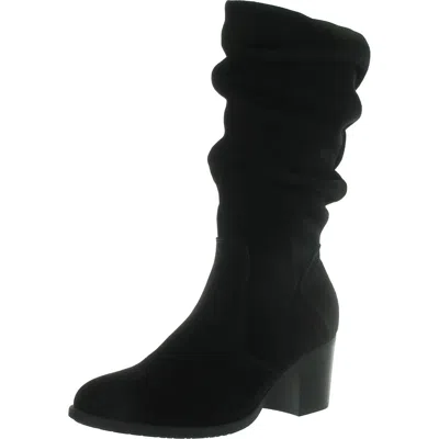EARTH VINE WOMENS SUEDE ALMOND TOE MID-CALF BOOTS