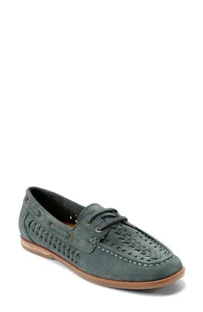 Earth Women's Wishing Woven Slip-on Boat Shoe In Green Suede