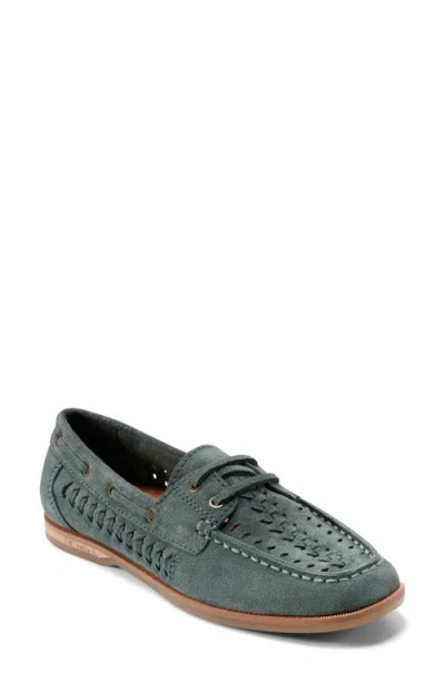 Earth Women's Wishing Woven Slip-on Boat Shoe In Green Suede