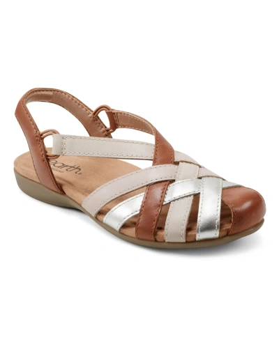 Earth Women's Berri Woven Casual Round Toe Slingback Sandals In Brown,cream Multi Leather