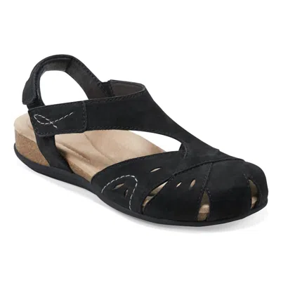 Earth Women's Birdine Cutout Flat Slingback Sandals In Black Leather