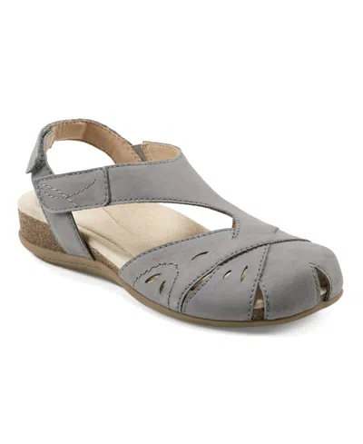 Earth Women's Birdine Cutout Flat Slingback Sandals In Gray Leather