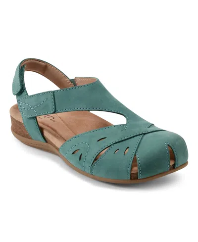 Earth Women's Birdine Cutout Flat Slingback Sandals In Green Leather