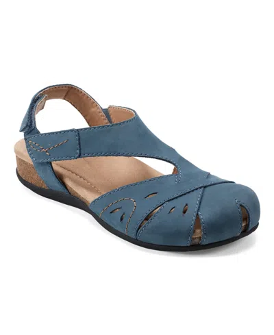 Earth Women's Birdine Cutout Flat Slingback Sandals In Moroccan Blue Leather