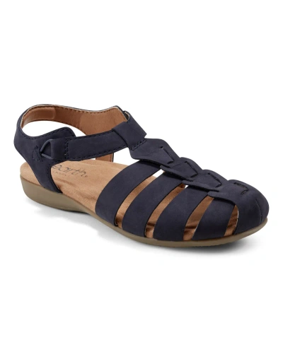 Earth Women's Blake Casual Slip-on Strappy Flat Sandals In Dark Blue Nubuck