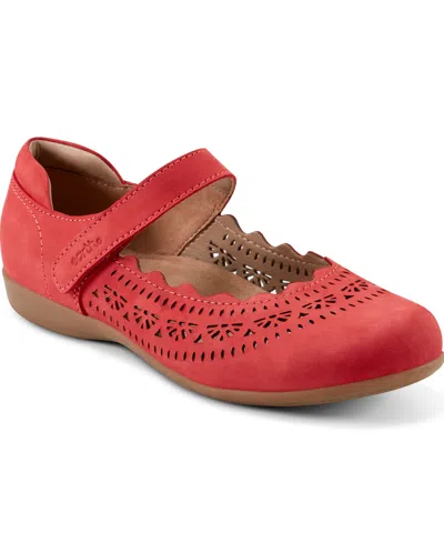 Earth Women's Brady Mary Jane Round Toe Flats In Red Nubuck