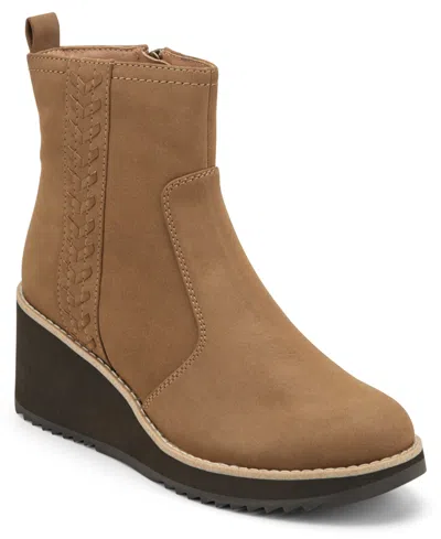 Earth Women's Camryn Wedge Heel Casual Ankle Booties In Brown