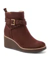 Earth Women's Chace Buckle Strap Wedge Booties In Brown
