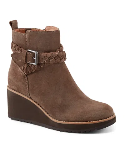 EARTH WOMEN'S CHACE BUCKLE STRAP WEDGE BOOTIES