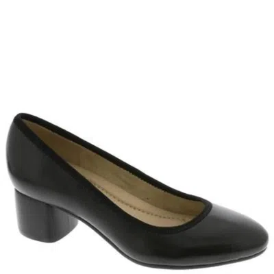 Earth Women's  Rellia Pumps Black Leather Almond Toe Block Heel Zap1474