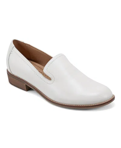 Earth Women's Edna Round Toe Casual Slip-on Flat Loafers In Cream Leather