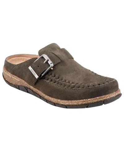 Earth Women's Eileen Woven Suede Footbed Mule Clogs In Green