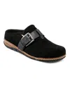 Earth Eras Womens Padded Insole Faux Suede Clogs In Black Suede