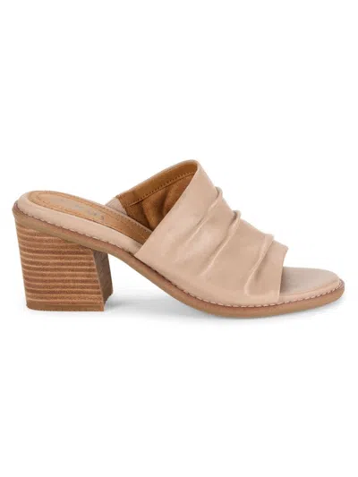 Earth Women's Etadara Stacked Heel Leather Sandals In Light Natural