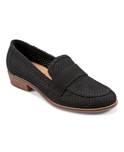 Earth Women's Evvie Round Toe Slip-on Casual Loafers In Black Nubuck
