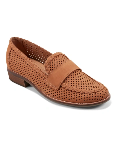 Earth Women's Evvie Round Toe Slip-on Casual Loafers In Cognac Nubuck