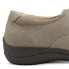 EARTH WOMEN'S FANNIE ROUND TOE CASUAL LEATHER SLIP-ON FLATS IN TAUPE