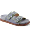 Earth Women's Fausto Stitched Double Band Slip-on Sandals In Light Blue Suede