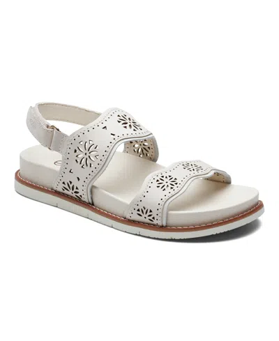 Earth Women's Ferne Strappy Slingback Casual Flat Sandals In Cream Nubuck