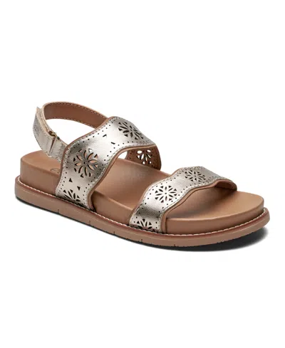 Earth Women's Ferne Strappy Slingback Casual Flat Sandals In Gold Leather