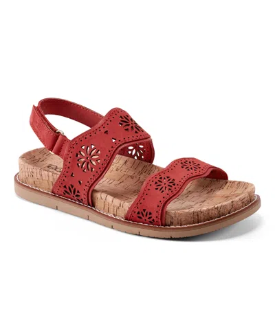 Earth Women's Ferne Strappy Slingback Casual Flat Sandals In Red Nubuck