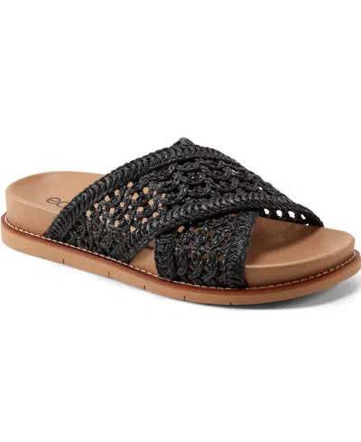 Earth Women's Flurry Woven Crisscross Flat Sandals In Black