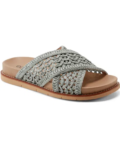 Earth Women's Flurry Woven Crisscross Flat Sandals In Gray Blue
