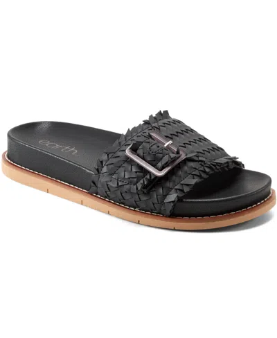 Earth Women's Fontane Woven Flat Sandals In Black