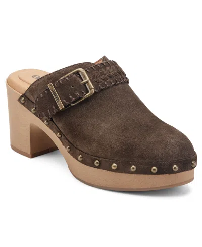 Earth Women's Gilly Suede Studded Block Heel Clogs In Brown