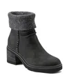 Earth Women's Gresa Cozy Waterproof Block Heel Booties In Black Leather